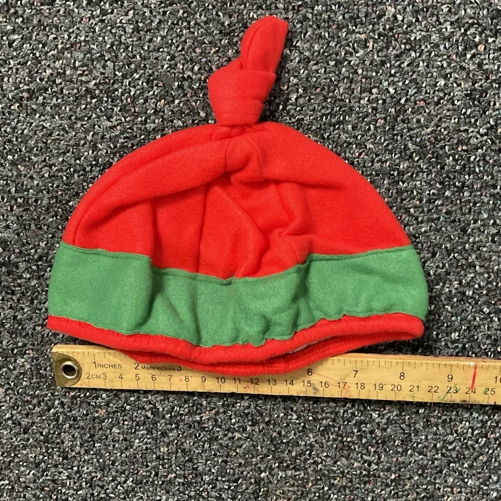 Christmas Santa Elf Set Child Halloween Costume Size 8-10  Red Green With Hat‎